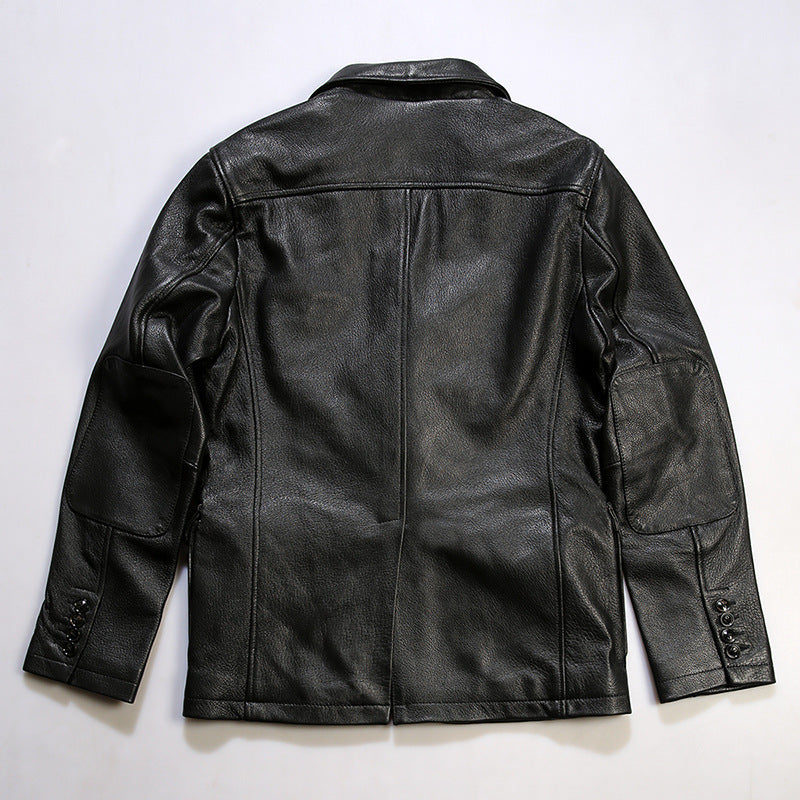 Handmade Fashion Single-breasted Casual Leather Suit Jacket