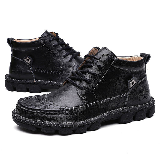 Leather cowhide hand-stitched shoes