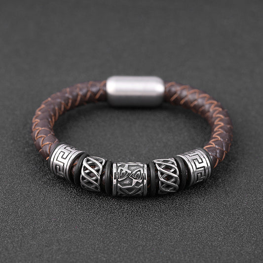 Men's Leather Woven Bracelet