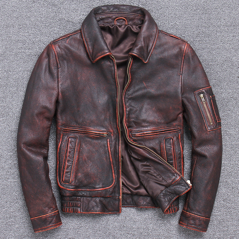 Handmade Thick leather Casual Make old leather jacket