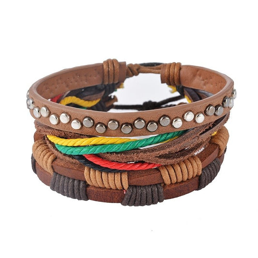 Leather Bracelet Multilayer Bead Bracelet Punk Wrap Bracelets Vintage punk Jewelry