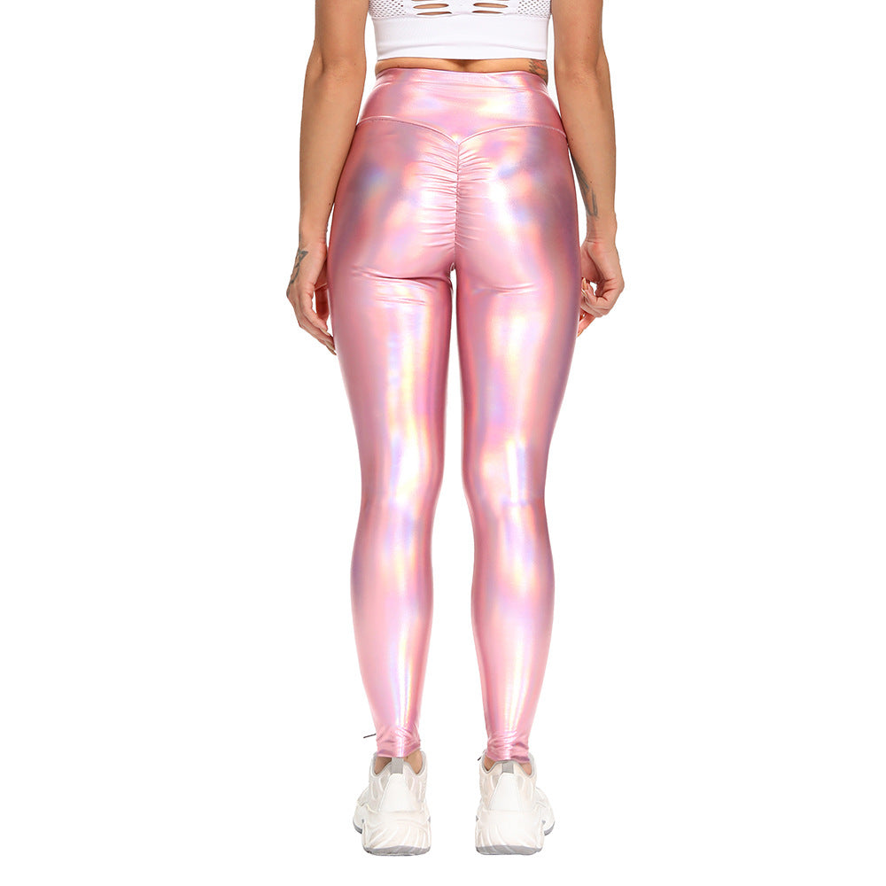 High-rise Hip-lifting Slim-fit Color Leather Stretch Yoga Pant