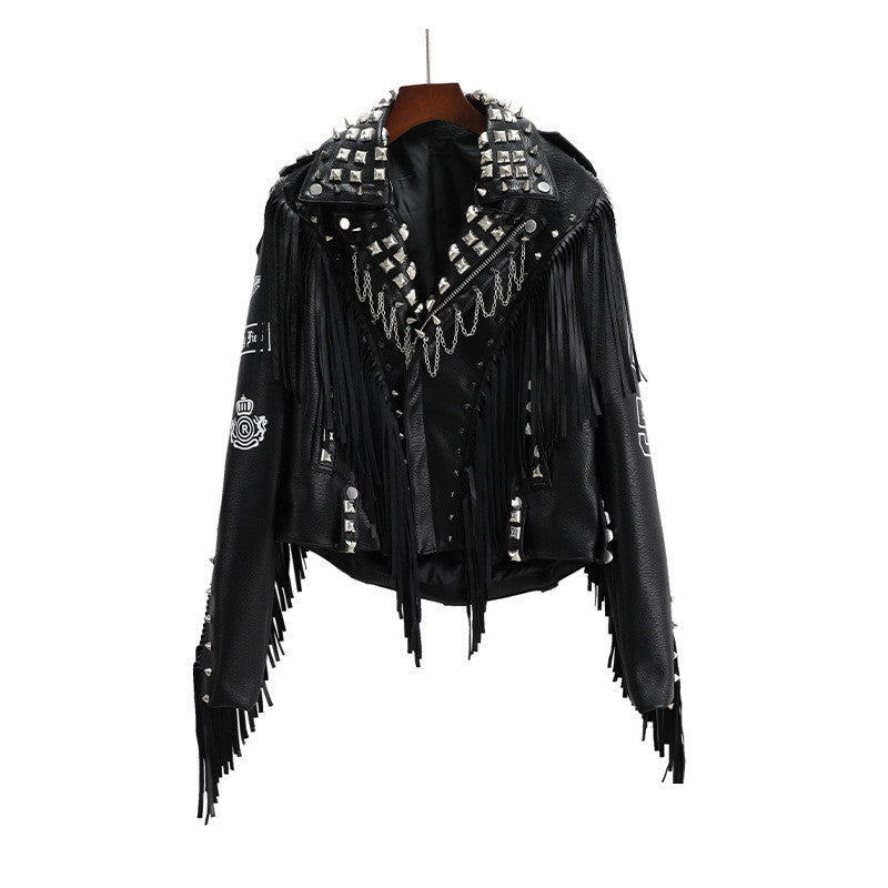 Handmade Black Street Hipster Jacket Slim Fit European And American Motorcycle Suit