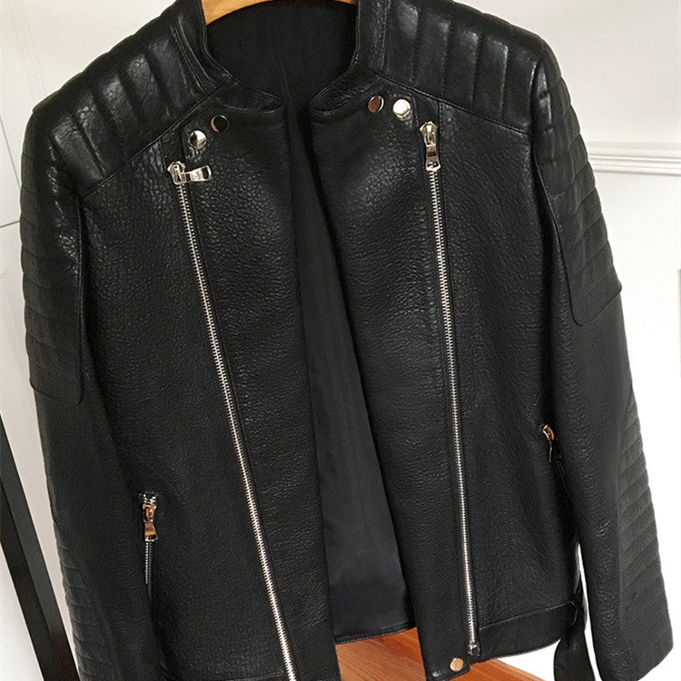 Handmade Men's Sheep Bubble Cropped Leather Jacket