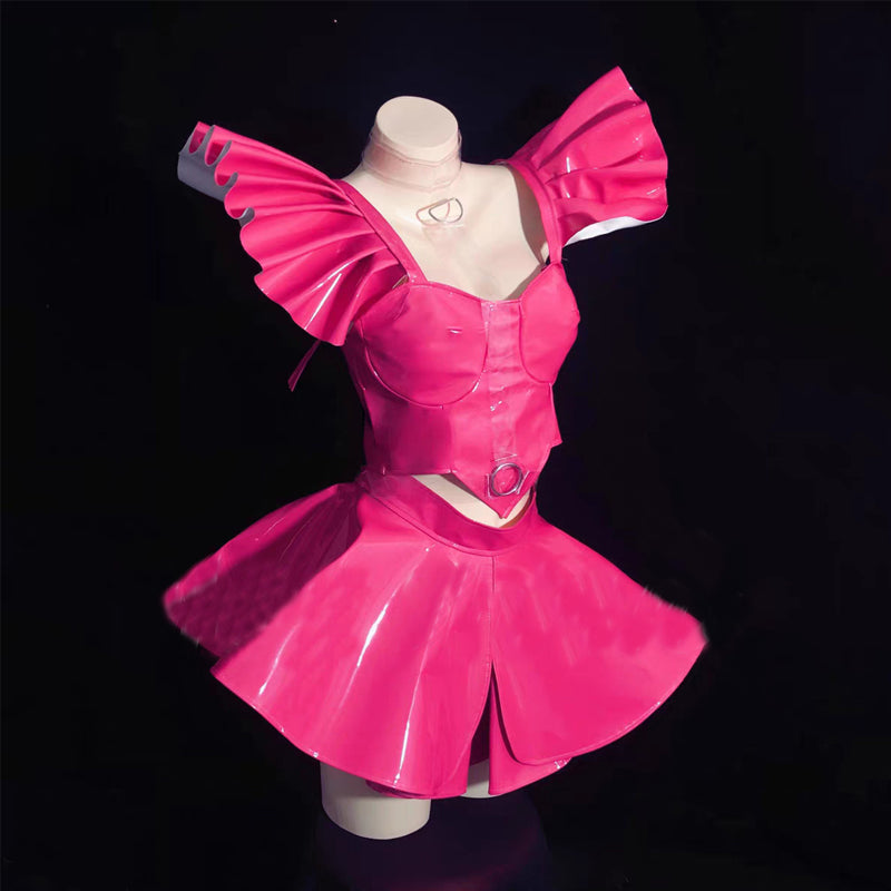 Lacquer Leather Dress Set Party Bar Dance Team