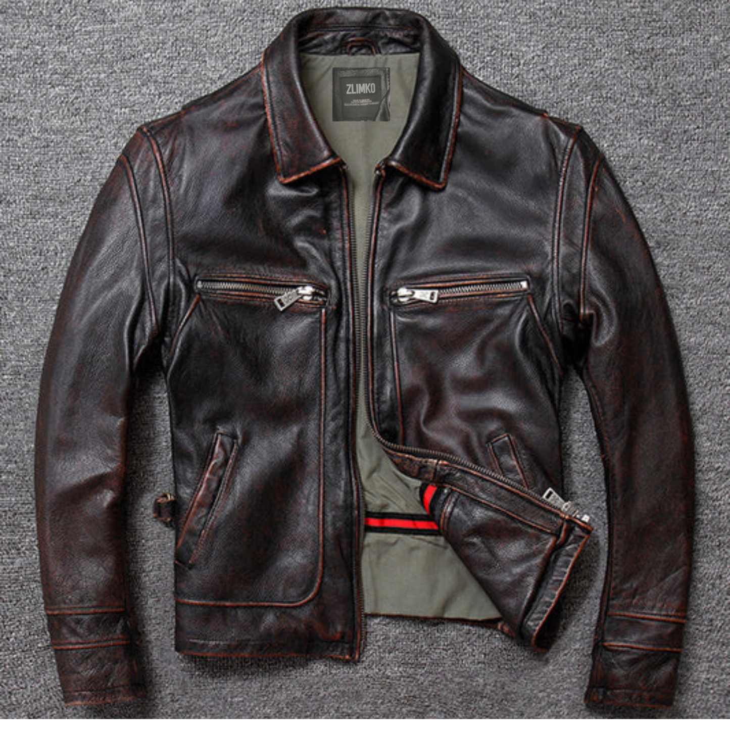 Handmade Leather Jacket Men's Short Retro Old Casual Top Layer