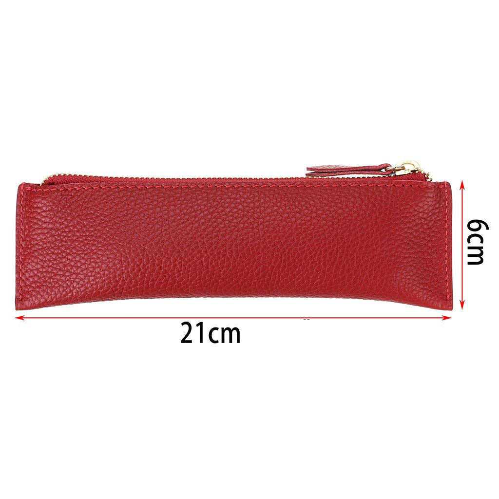Large capacity leather pencil case