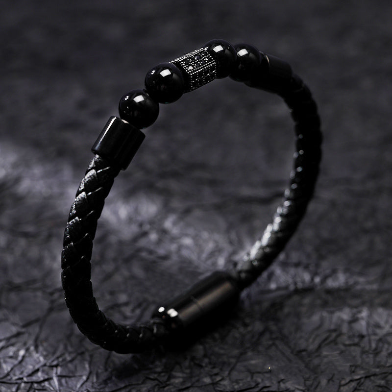 Hand-woven Cowhide Leather Bracelet Gold