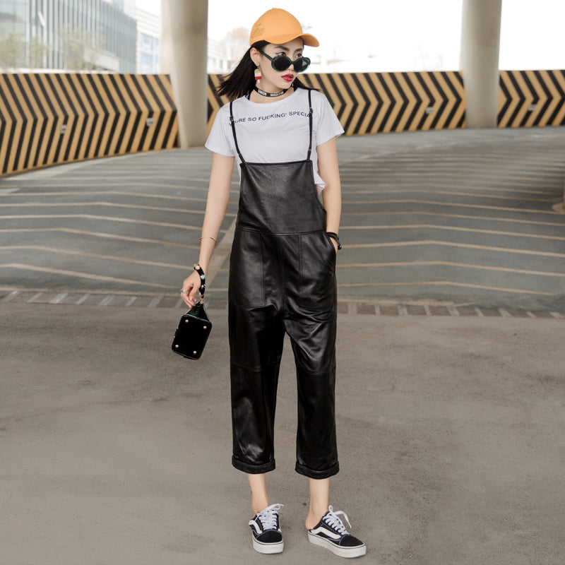 Leather leather suspenders for women