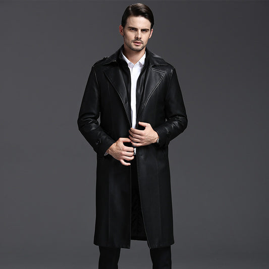 Handmade Men's leather coat Real Leather Long Coat
