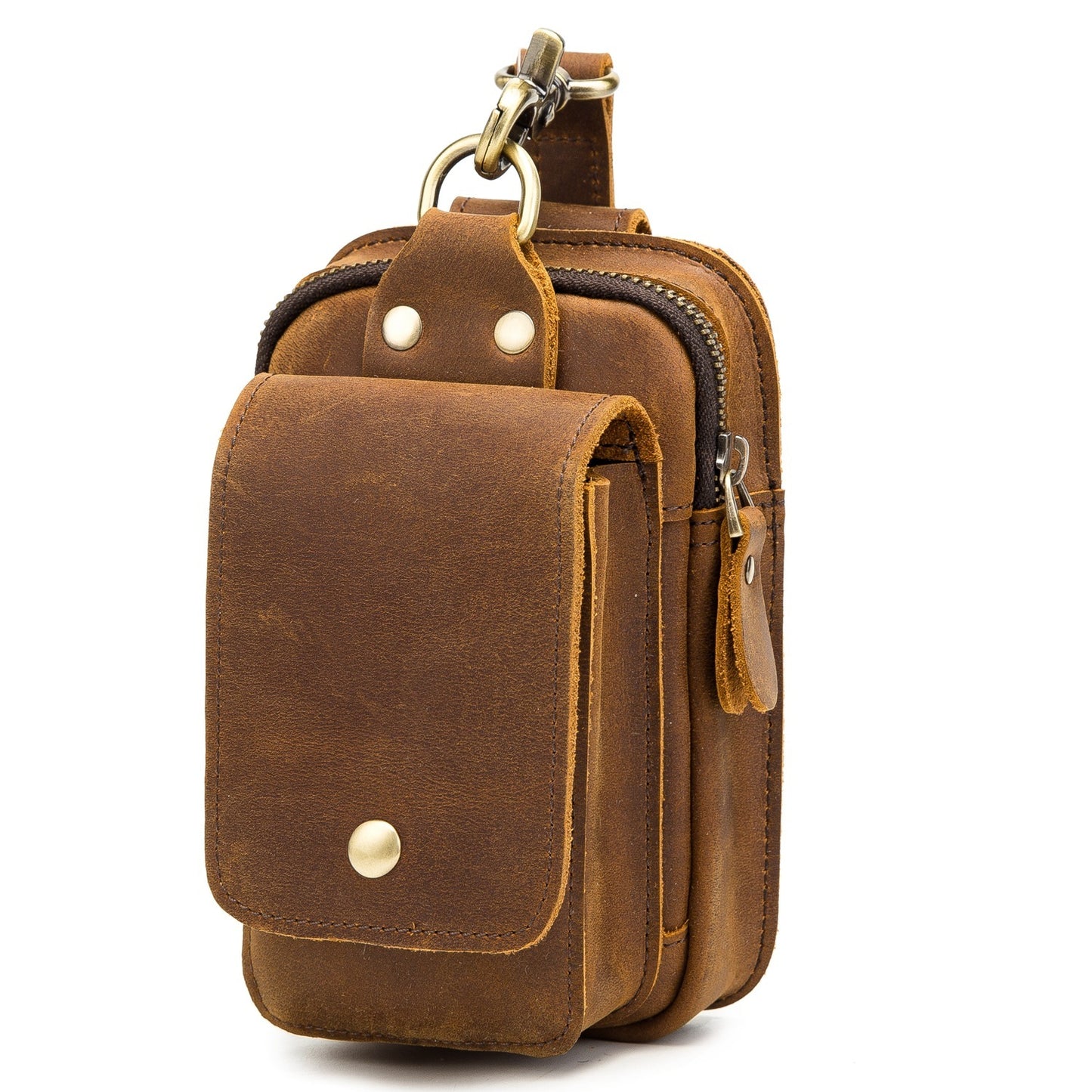 Men's Leather Belt Bag With Hook