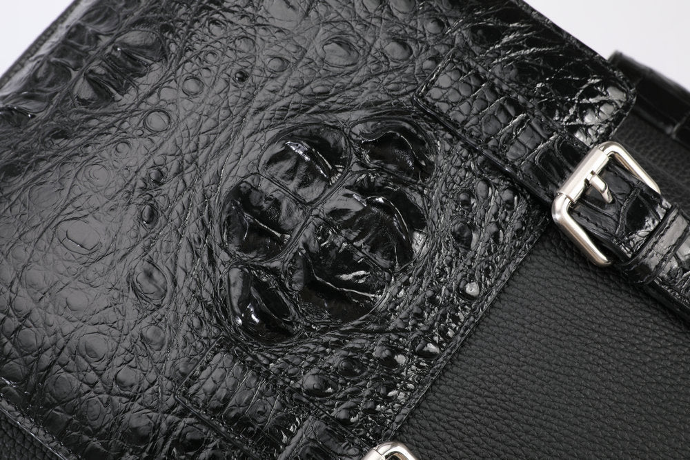 Crocodile Bone Leather Fabric Leisure Men's Real-leather Bag