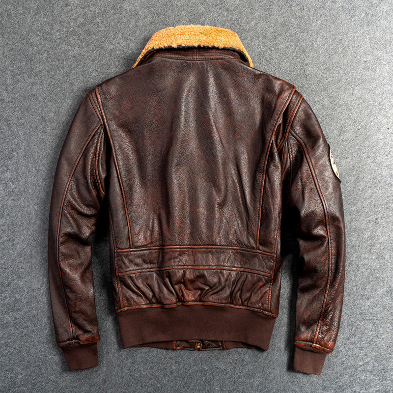 Handmade Men's real Leather G1 First Layer Leather Motorcycle Jacket