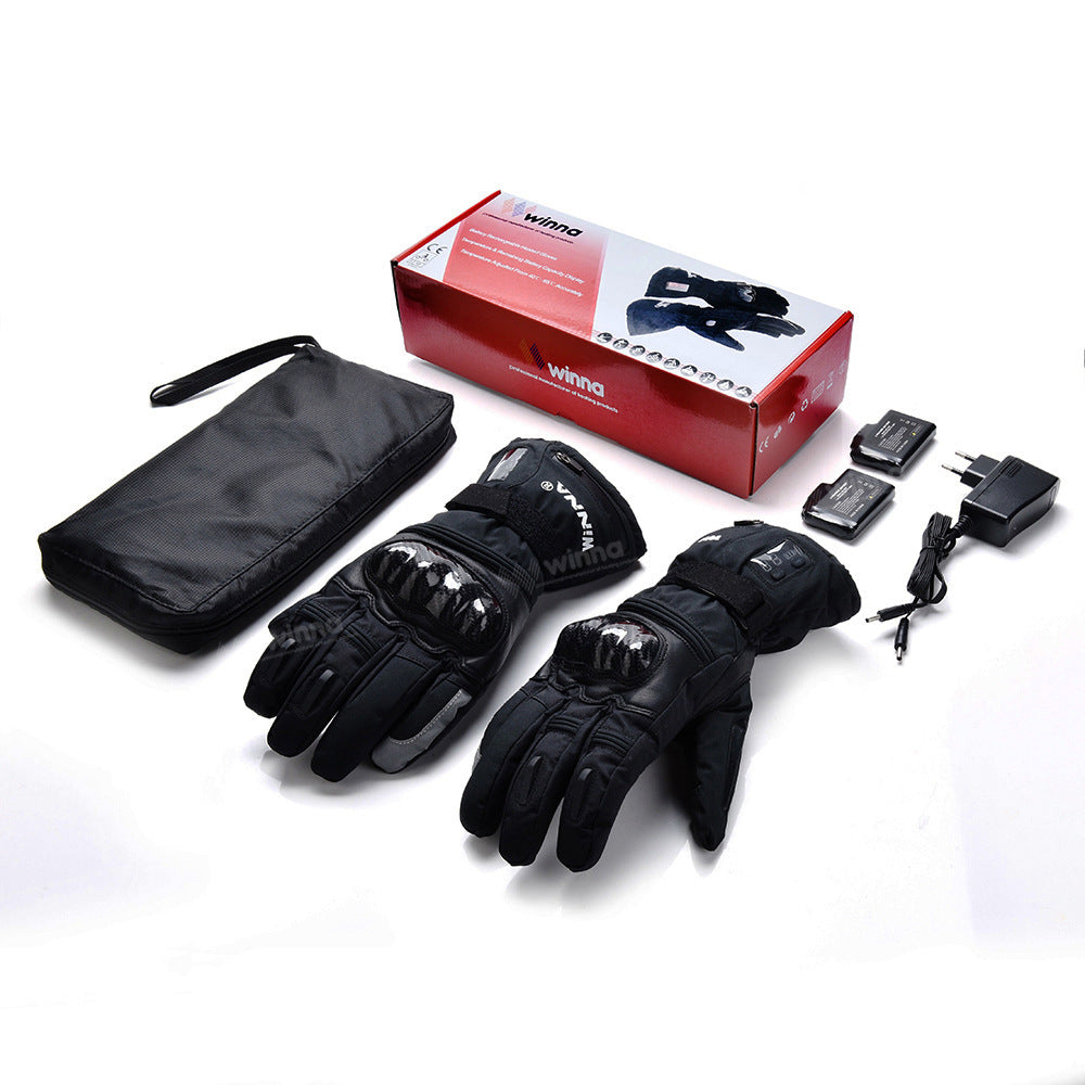 Real Leather Heating Gloves For Outdoor Riding And Skiing