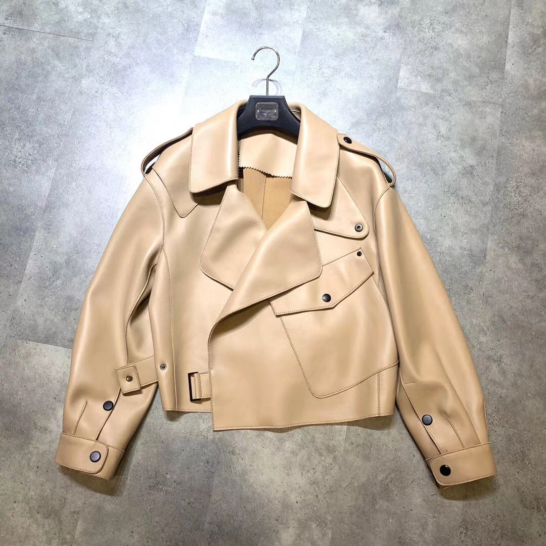 New Genuine Leather Women's Jacket Sheepskin Loose-fitting Short Coat