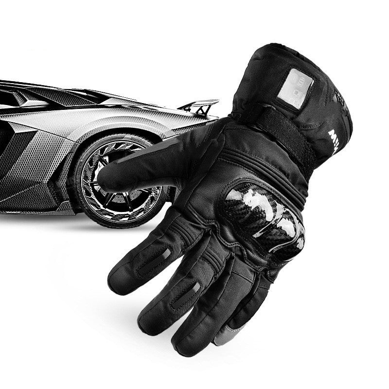 Real Leather Heating Gloves For Outdoor Riding And Skiing