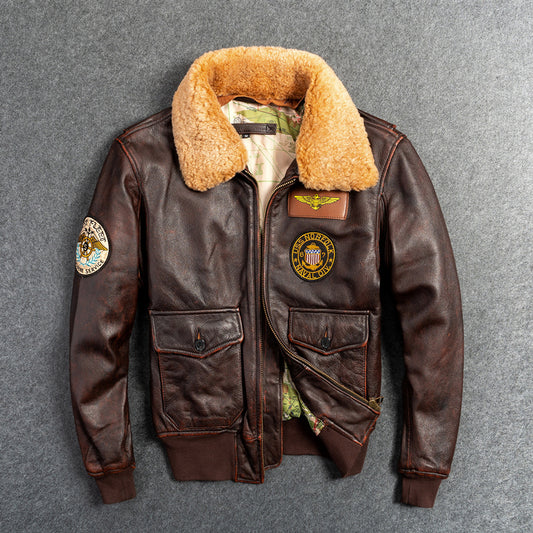 Handmade Men's real Leather G1 First Layer Leather Motorcycle Jacket