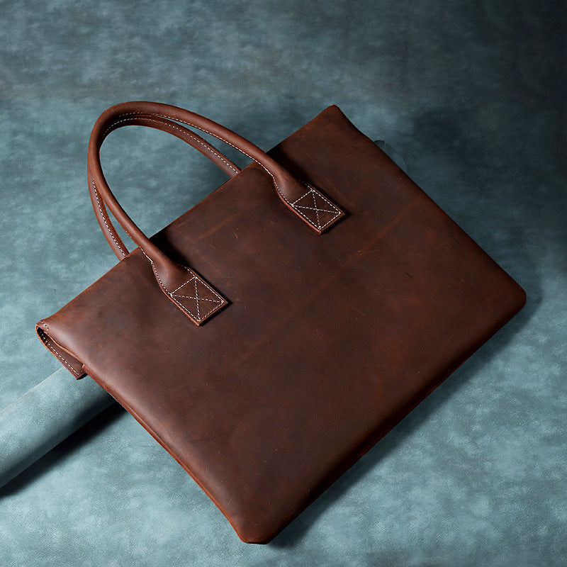 Vintage Crazy Horse Leather Laptop Bag