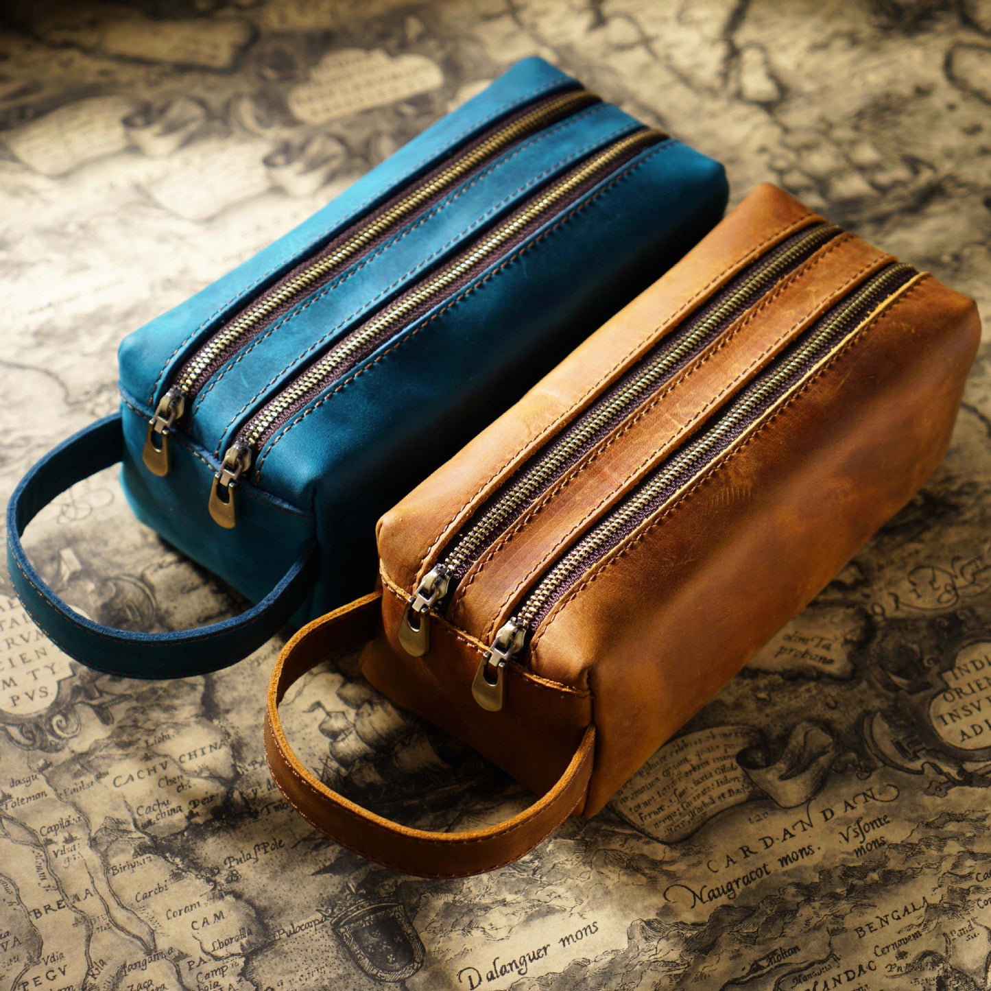 Leather Pencil Case Large Capacity Double-layer Multifunctional Stationery