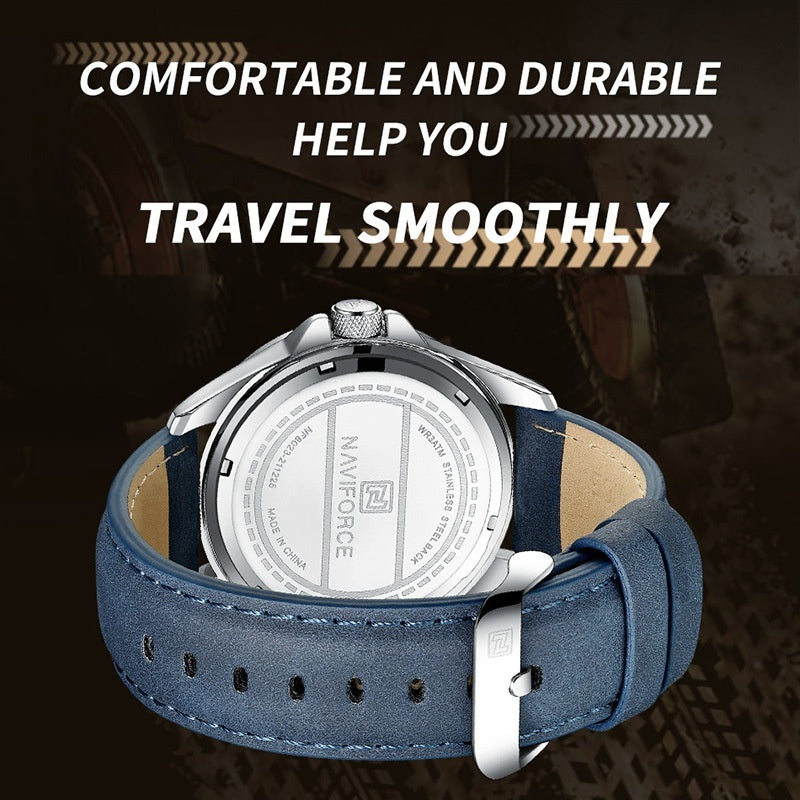 NAVIFORCE Brand Men Fashion Quartz Watches Male Leather Strap