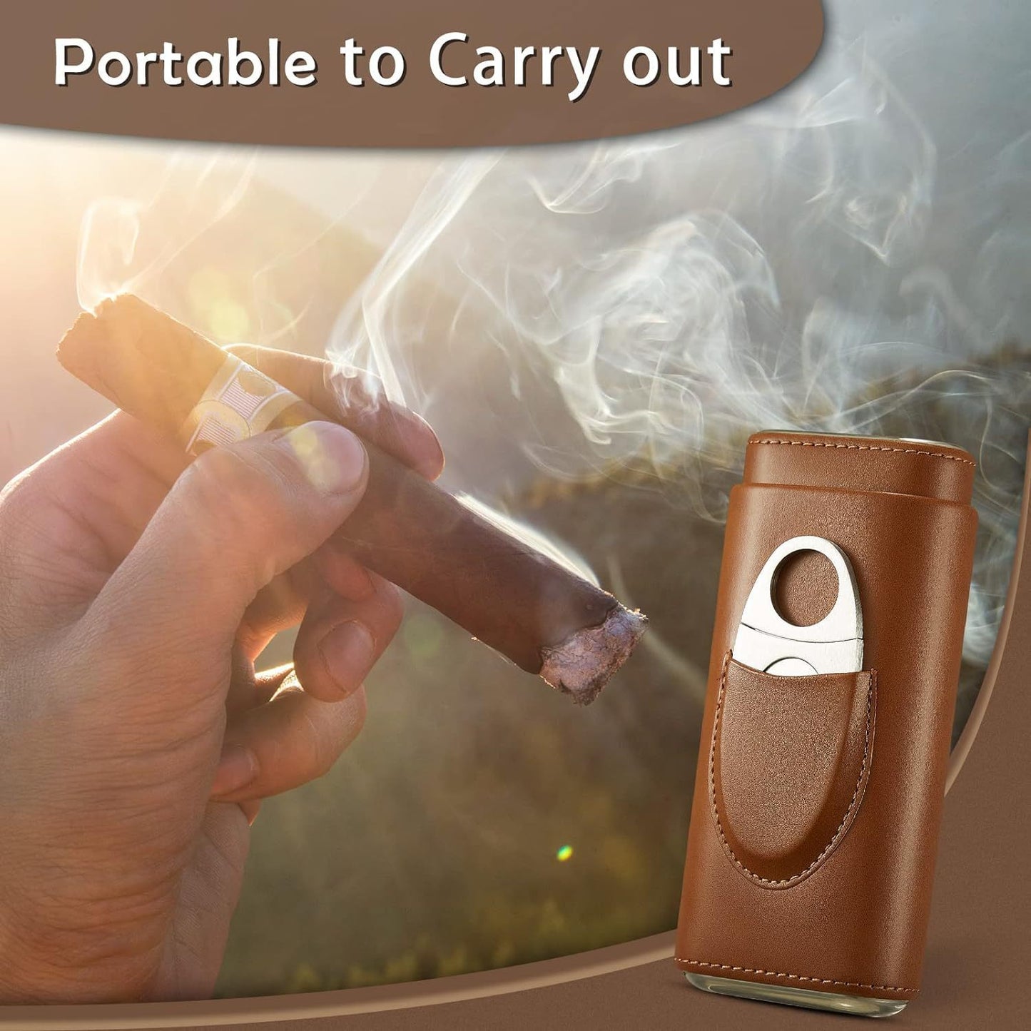 Cigar Case Portable Cigarette Case Leather Case