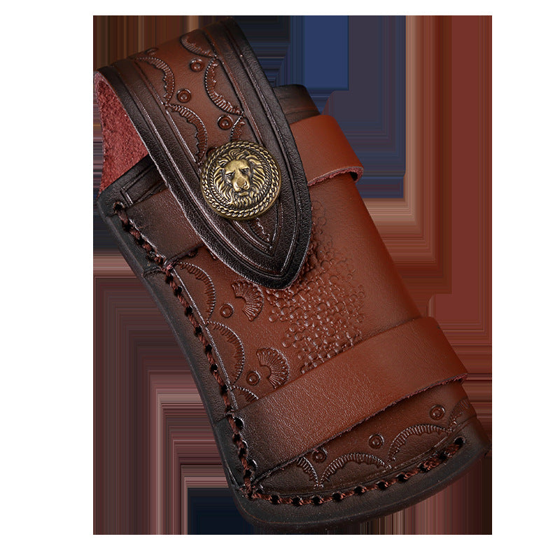 Vegetable Tanned Carved Leather Case Folding Knife Protective Leather Case