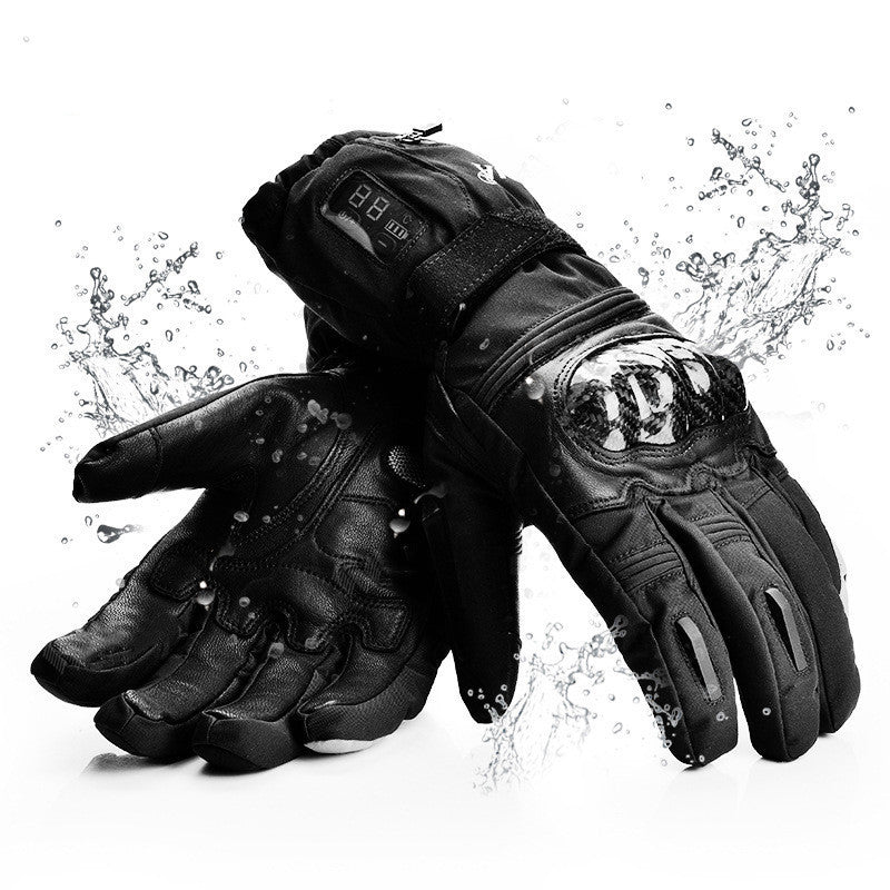 Real Leather Heating Gloves For Outdoor Riding And Skiing