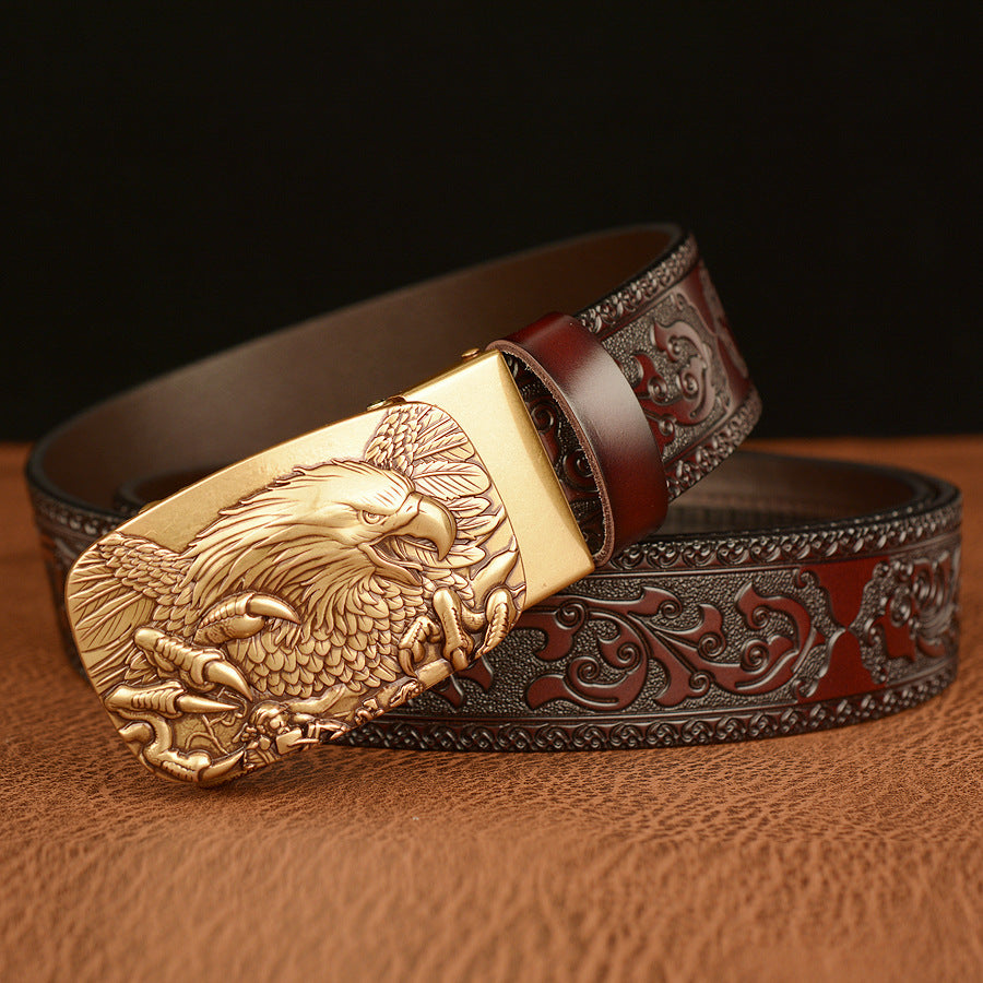 Men's Leather Belt With Automatic Buckle
