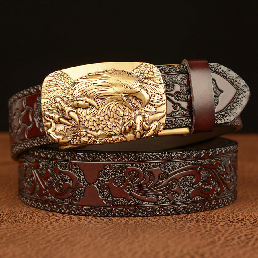 Men's Leather Belt With Automatic Buckle