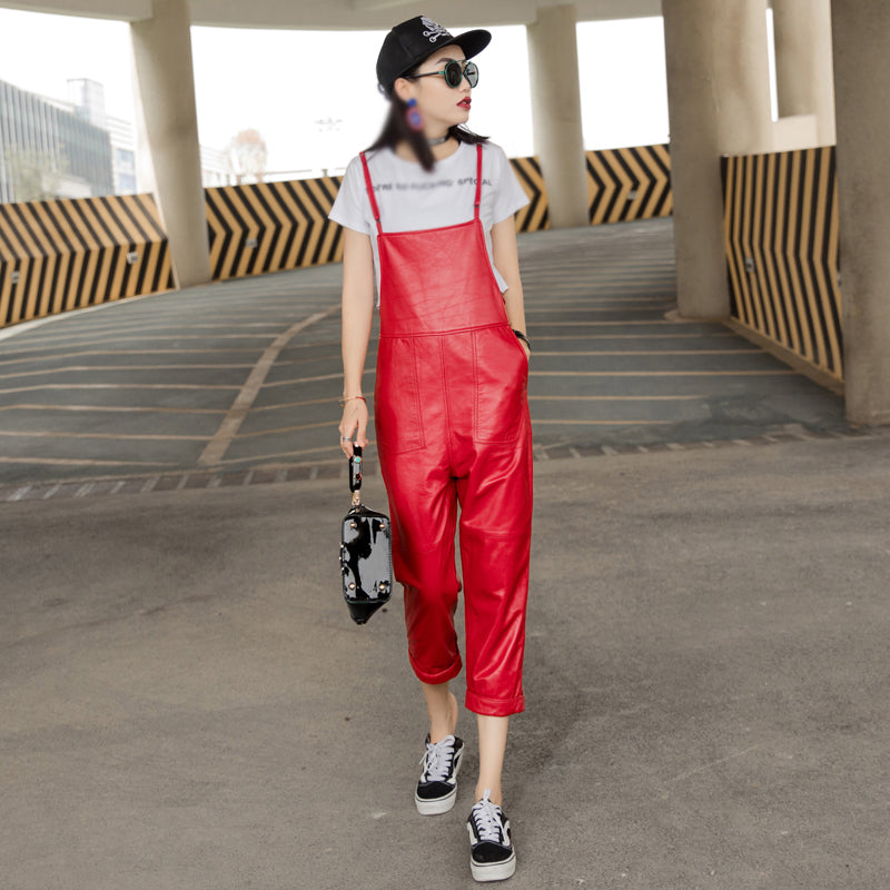 Leather leather suspenders for women