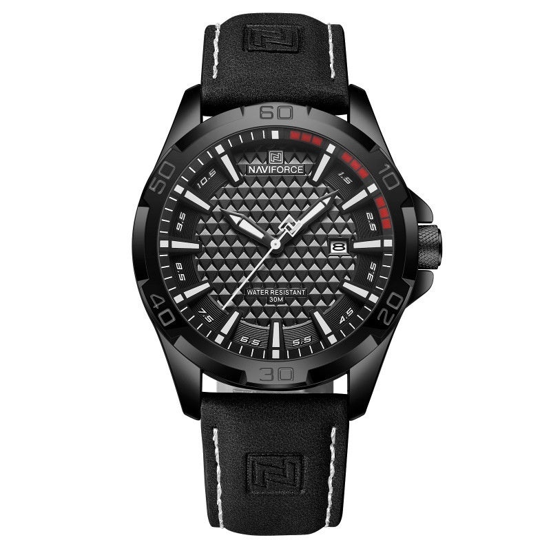 NAVIFORCE Brand Men Fashion Quartz Watches Male Leather Strap