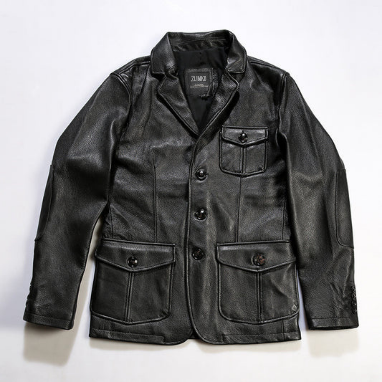 Handmade Fashion Single-breasted Casual Leather Suit Jacket