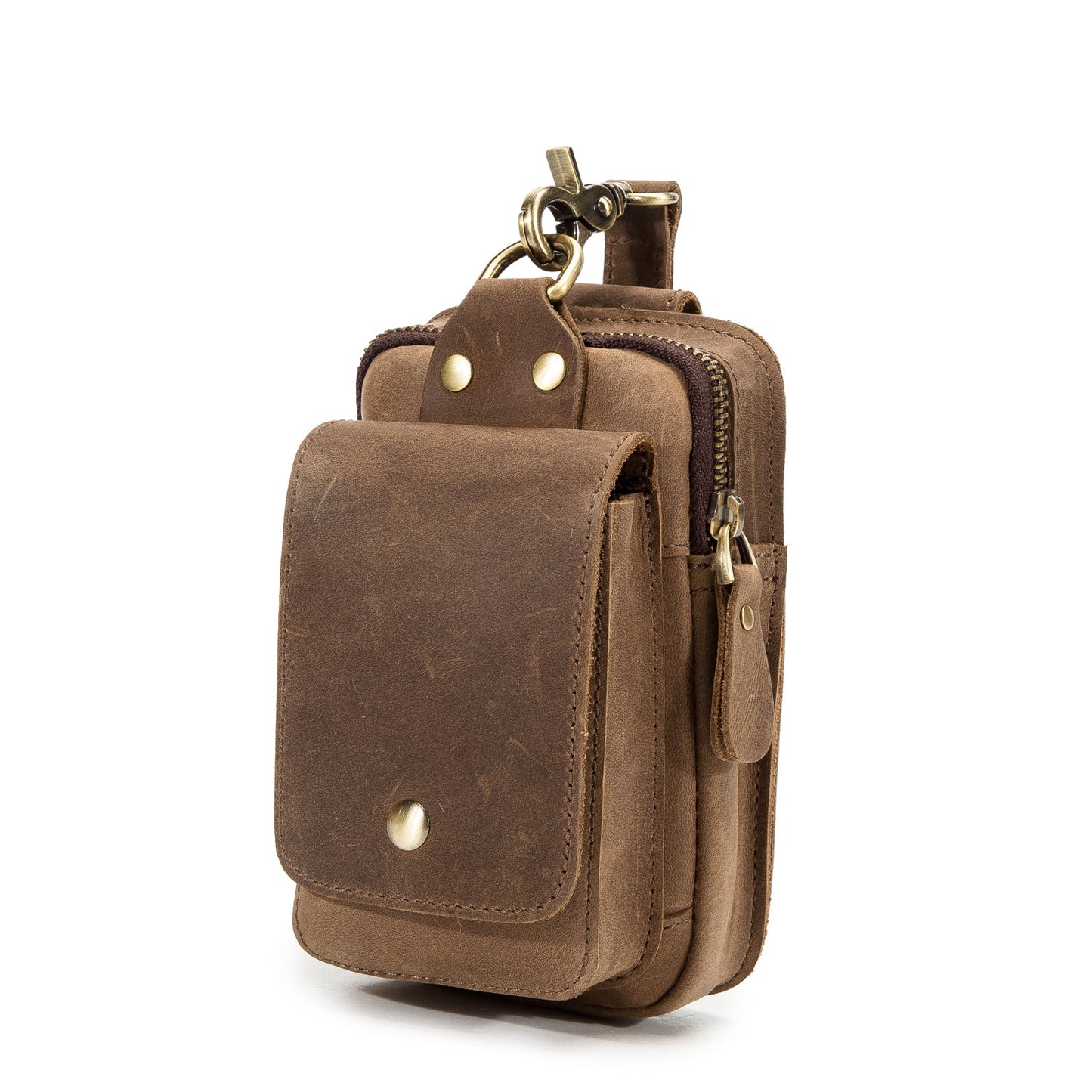 Men's Leather Belt Bag With Hook