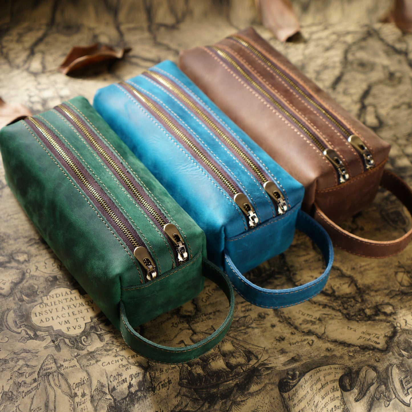 Leather Pencil Case Large Capacity Double-layer Multifunctional Stationery