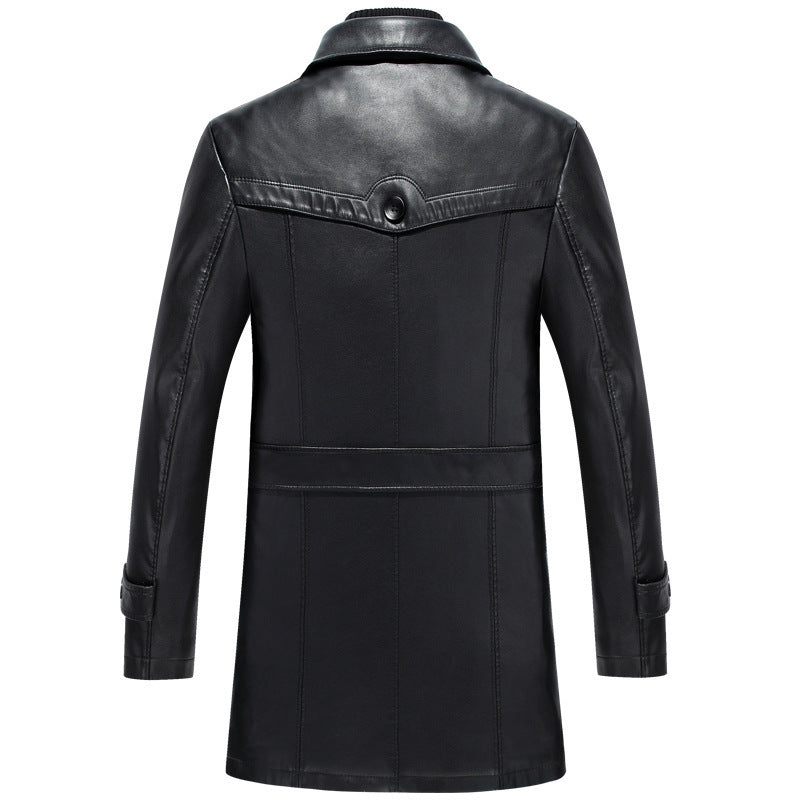 Handmade leather men's mid-length sheepskin suit