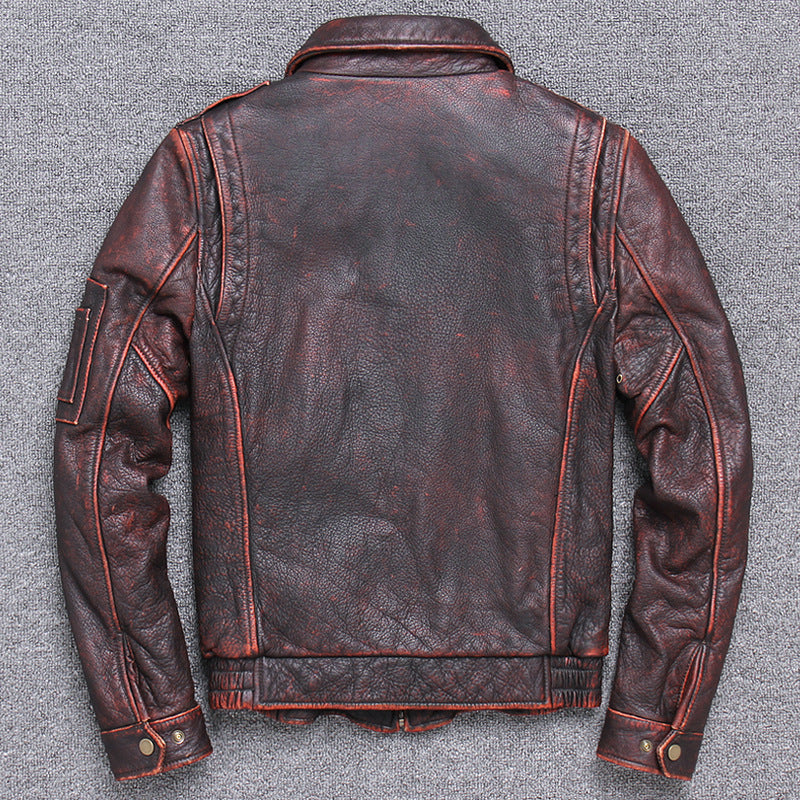 Handmade Thick leather Casual Make old leather jacket