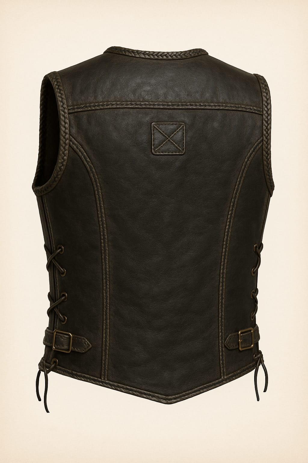 Handmade Vintage Biker Leather Vest Moto-Inspired Dark Brown Cowhide Vest Genuine Leather Jacket for Riders