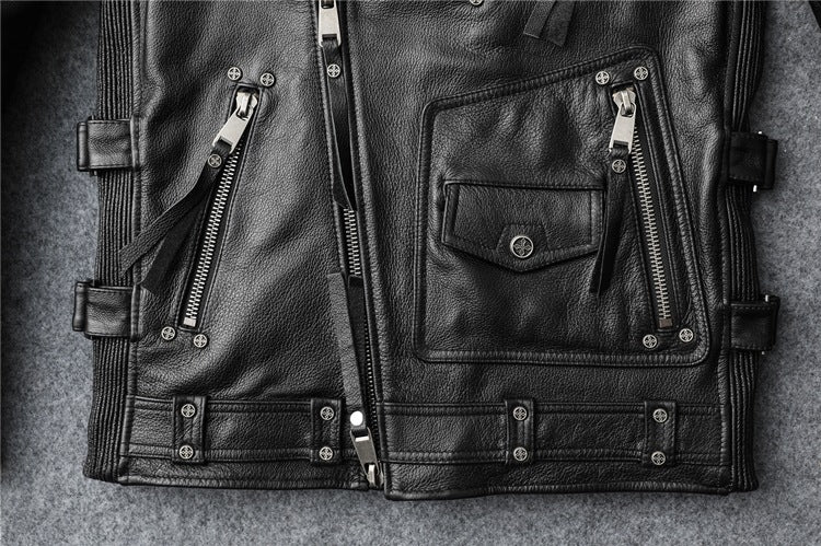 Handmade Slim Fit Soft First Layer Cowhide Biker's Leather Jacket Bomber