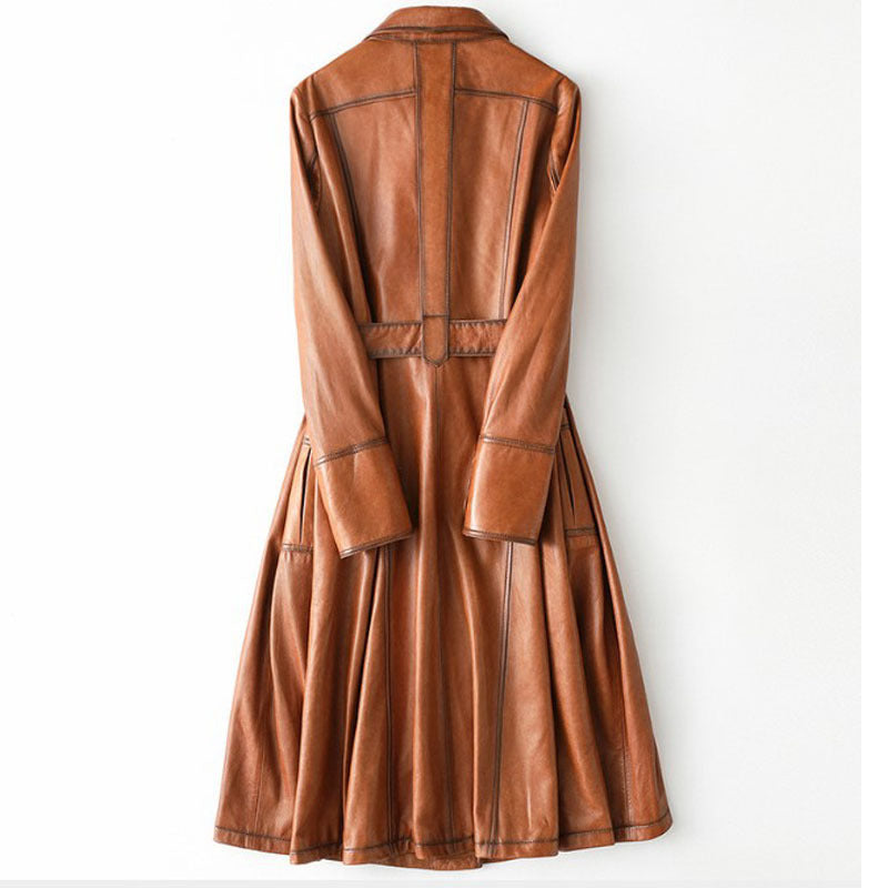 Handmade Stylish Sheepskin Leather coat Leather Belt Looks Thin