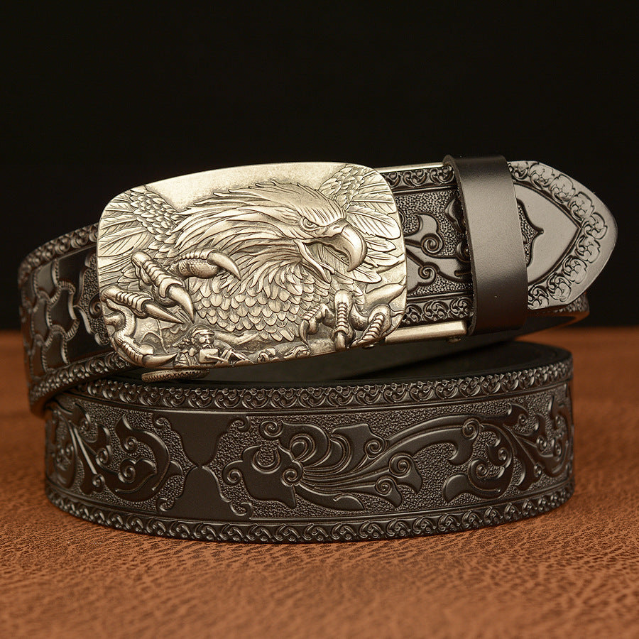 Men's Leather Belt With Automatic Buckle