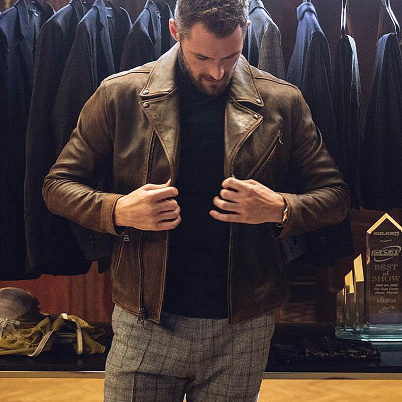 Handmade Youth Motorcycle Leather Men's Distressed Jacket
