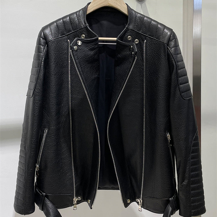Handmade Men's Sheep Bubble Cropped Leather Jacket