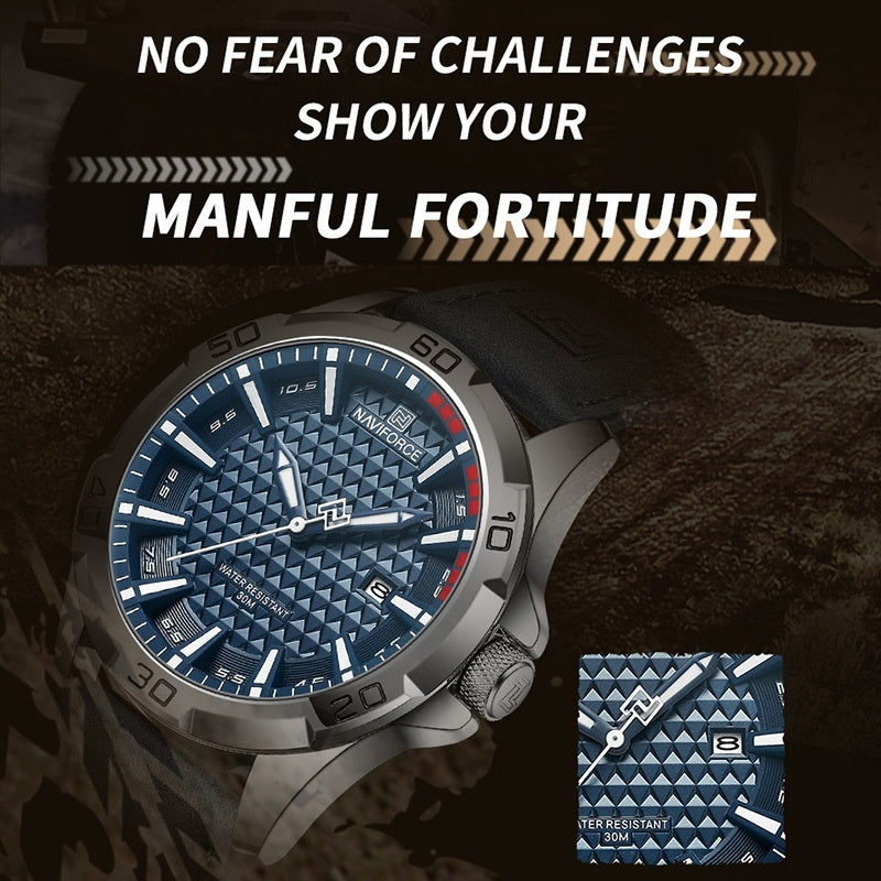 NAVIFORCE Brand Men Fashion Quartz Watches Male Leather Strap