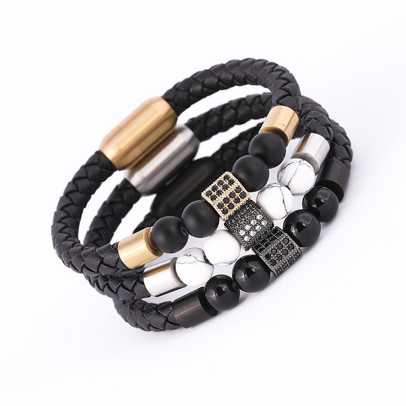 Hand-woven Cowhide Leather Bracelet Gold