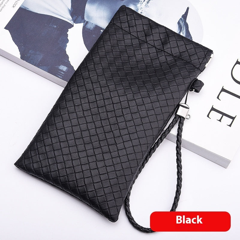 Woven Leather Striped Pattern Men's Simplicity Portable Storage Glasses Case