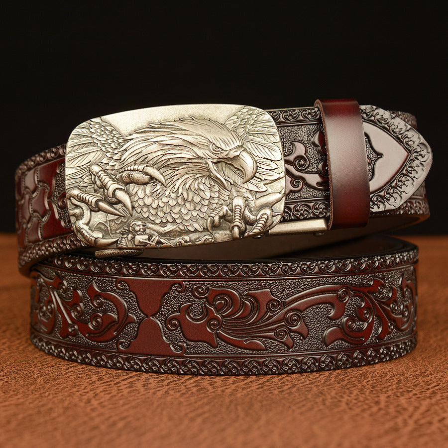 Men's Leather Belt With Automatic Buckle