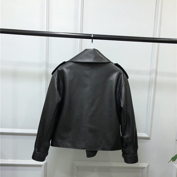 Handmade Women's Short Loose Small Leather Jacket
