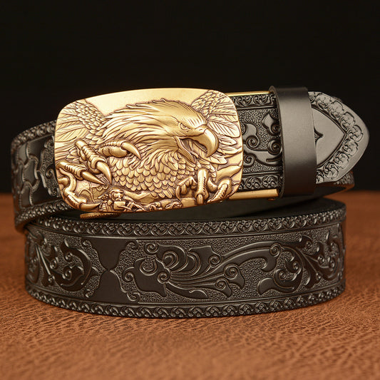 Men's Leather Belt With Automatic Buckle