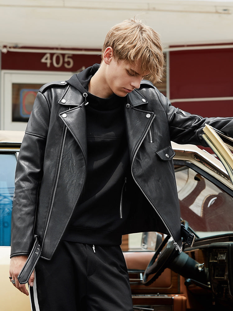 Handmade Spring And Autumn Thick Leather Jacket Fashion Brand