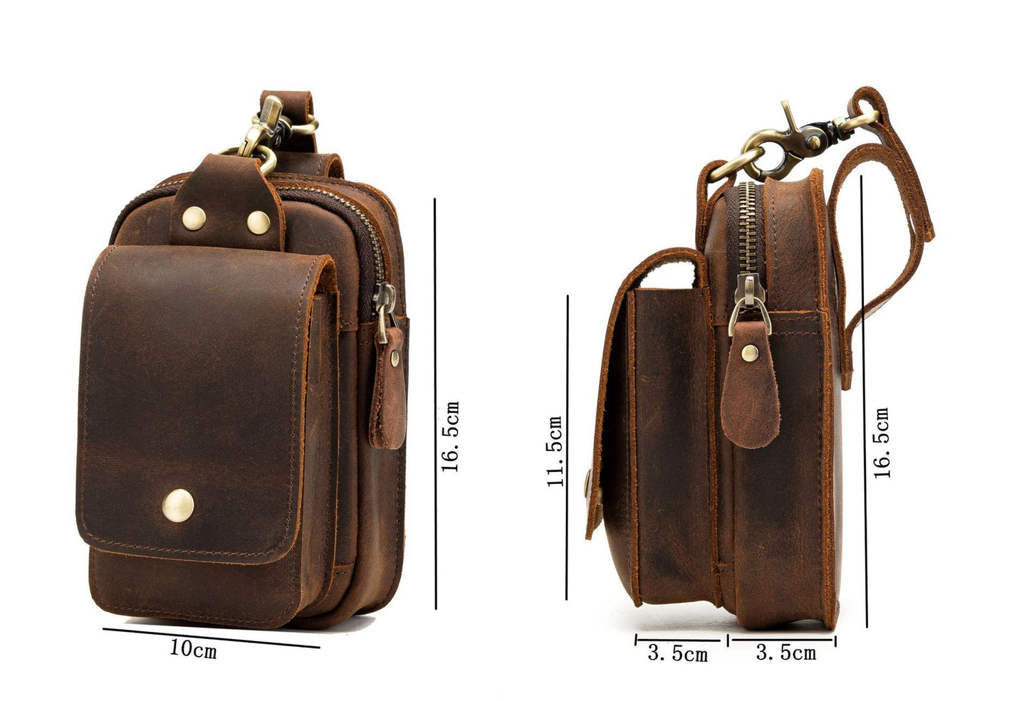 Men's Leather Belt Bag With Hook